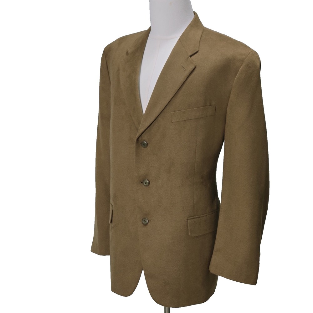 Chaps Ralph Lauren Suede Blazer Brown Jacket Sport Coat‎ Mens Size 44R Lined